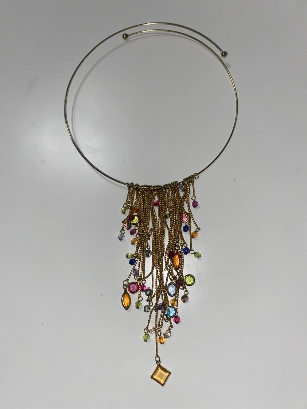 Gold Multi-Color Cascade Pendant Necklace in Boho and Y2K Style